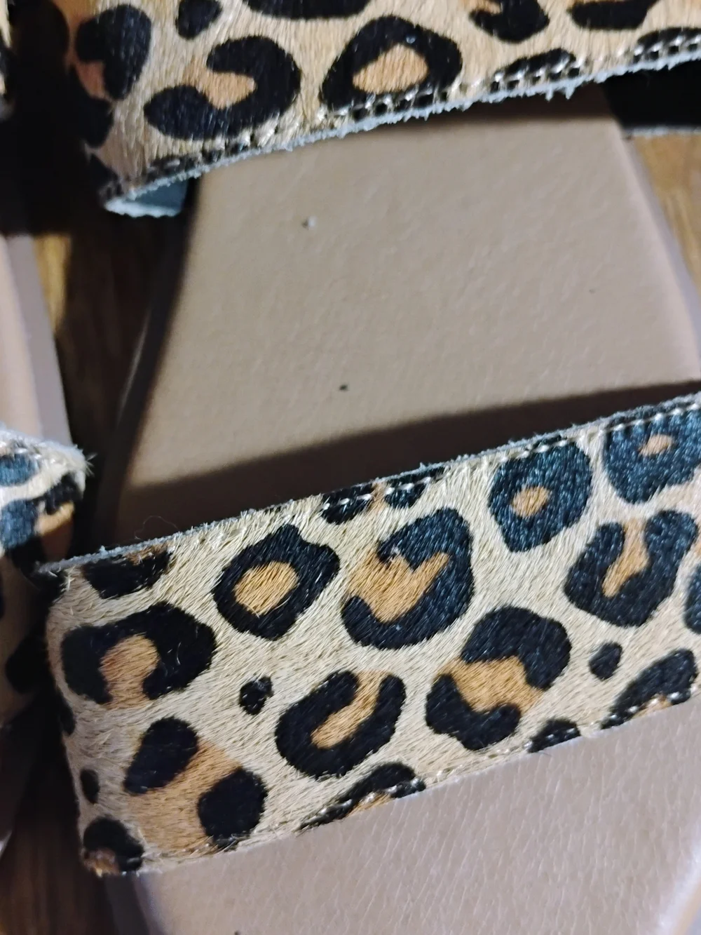 Yellow Box Leopard Print Double-Strap Slide Sandals - Tan/Black - Picture 9 of 10